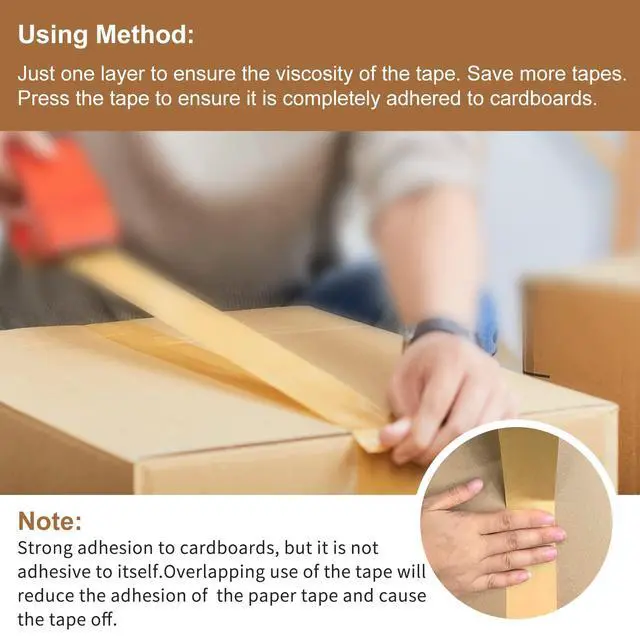 Alt view image 6 of 7 - TooCust Kraft Paper Tape Self Adhesive,2" X55YD,Brown Paper Tape, Biodegradable Brown Packing Tape,Paper Packing Tape with Strong Adhesive,1 Roll