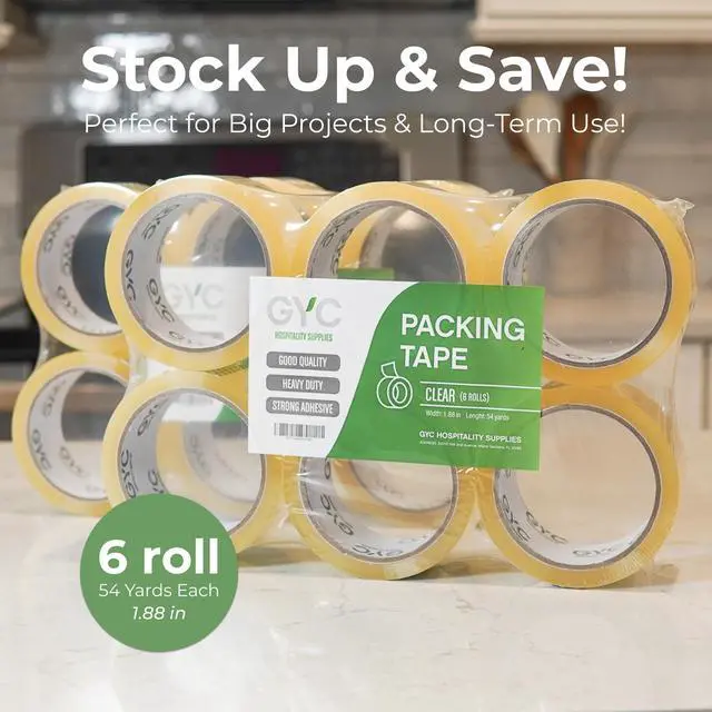 Alt view image 7 of 7 - GYC Packing Tape Heavy Duty Clear Box Sealing Tape, Strong Adhesive 6 Rolls, 1.88" x 65 Yards Durable Shipping & Packaging Tape for Moving Boxes