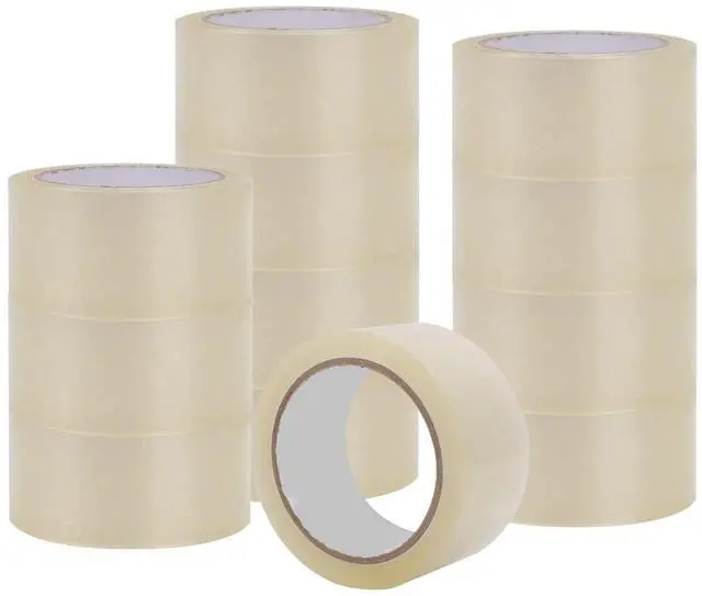 Main image of Infinite Pack Adhesive Packaging Tape, Strong Plastic, 12 Tape Rolls | 1.88 in x 54.6 yd, Water Base, Crystal Clear, Low Odor, for Shipping, Moving and Storage