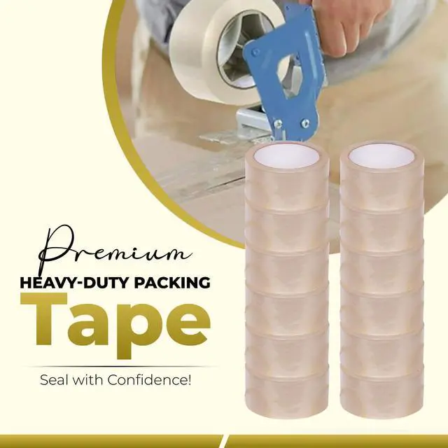 Alt view image 2 of 6 - Infinite Pack Adhesive Packaging Tape, Strong Plastic, 12 Tape Rolls | 1.88 in x 54.6 yd, Water Base, Crystal Clear, Low Odor, for Shipping, Moving and Storage