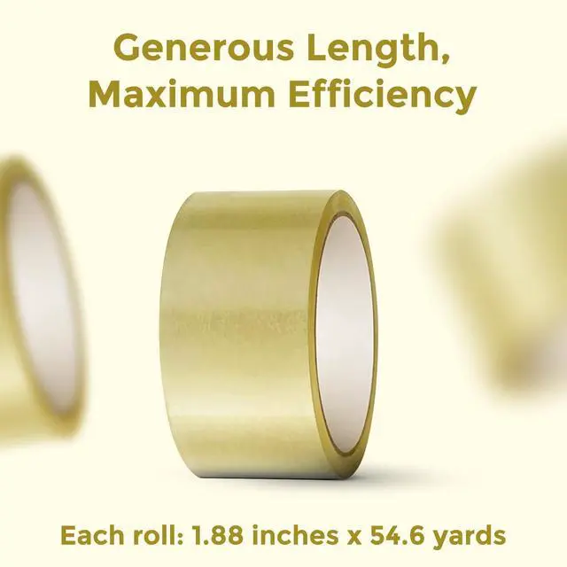 Alt view image 6 of 6 - Infinite Pack Adhesive Packaging Tape, Strong Plastic, 12 Tape Rolls | 1.88 in x 54.6 yd, Water Base, Crystal Clear, Low Odor, for Shipping, Moving and Storage