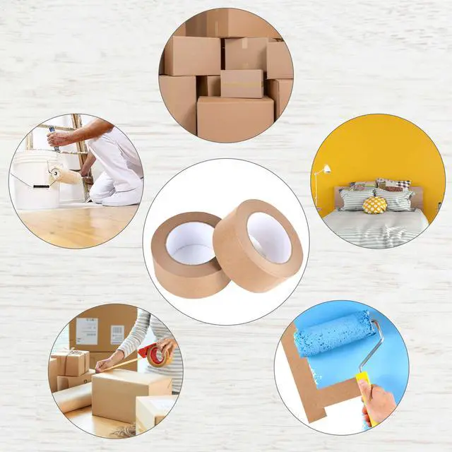 Alt view image 7 of 7 - WANBAO 1 Rolls Kraft Paper Tape Brown Packing Tape 2 inch x 55 Yard | for Packing Boxes, Sealing Cardboard Boxes, Packaging and Masking Use