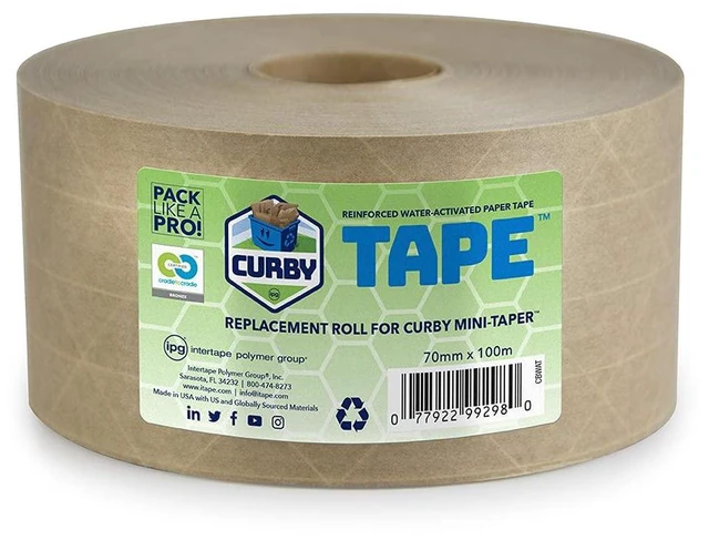 Main image of IPG Curby Water Activated Tape, 2.83" x 100M Refill Roll
