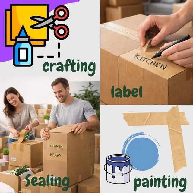 Alt view image 3 of 6 - EPORIUM Premium Paper Packing Tape, Self Adhesive Recyclabe, 2 in. x 55 Yd, Eco Friendly Heavy Duty Writable & Uncoated Packaging Tape for Box Sealing, Masking, Moving Supplies, 1 Roll
