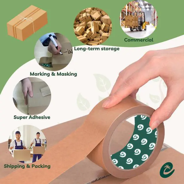 Alt view image 5 of 6 - EPORIUM Premium Paper Packing Tape, Self Adhesive Recyclabe, 2 in. x 55 Yd, Eco Friendly Heavy Duty Writable & Uncoated Packaging Tape for Box Sealing, Masking, Moving Supplies, 1 Roll