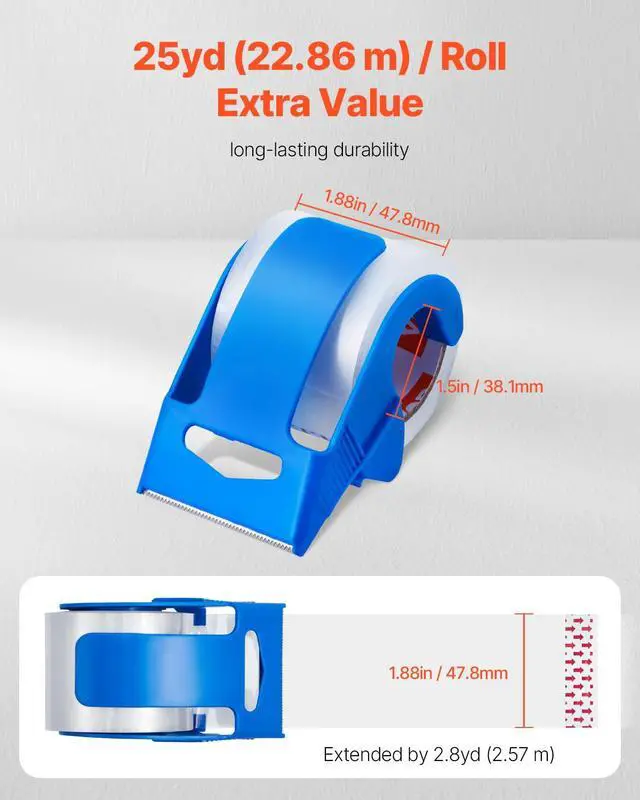 Alt view image 2 of 7 - VEVOR Clear Packing, 1.5 inches Core, 6 Rolls 1.88 Inches x 25 Yards Packing Tape with Dispenser, 2.7 Mil Heavy Duty Packaging Tape Designed for Moving, Storage and Packing, Shipping and Mailing