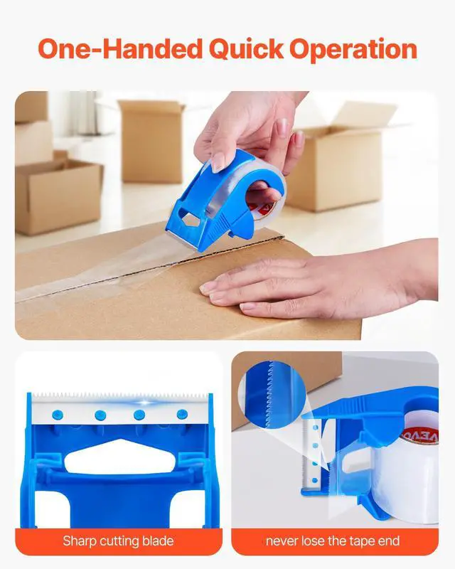 Alt view image 5 of 7 - VEVOR Clear Packing, 1.5 inches Core, 6 Rolls 1.88 Inches x 25 Yards Packing Tape with Dispenser, 2.7 Mil Heavy Duty Packaging Tape Designed for Moving, Storage and Packing, Shipping and Mailing