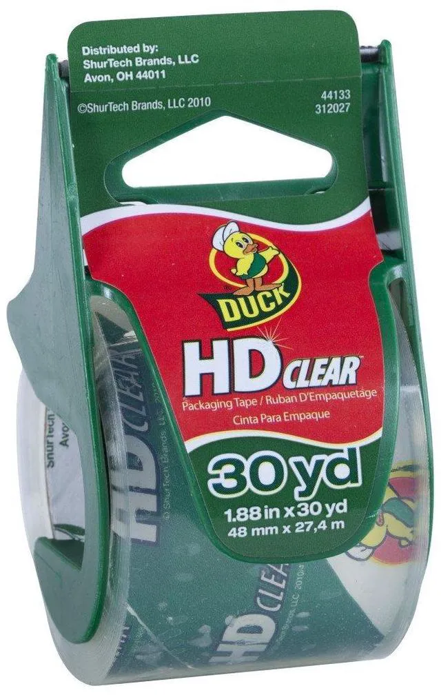 Main image of Duck HD Clear Heavy Duty Packing Tape with Dispenser, 1.88 Inch x 30 Yard, 1 Roll (281650)