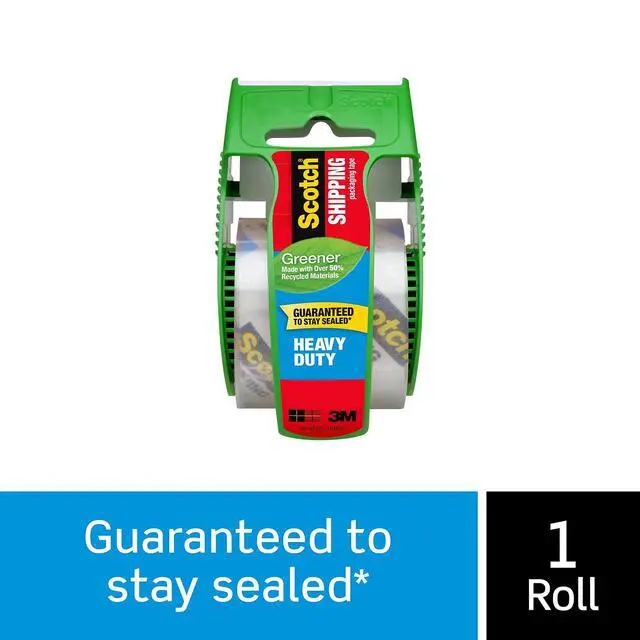 Alt view image 2 of 7 - Scotch Heavy Duty Greener Shipping Packaging Tape, 1 Roll with Dispenser, 1.88"ch x 700 inch, 1.5" Core, Great for Packing, Shipping & Moving, Clear (142G)