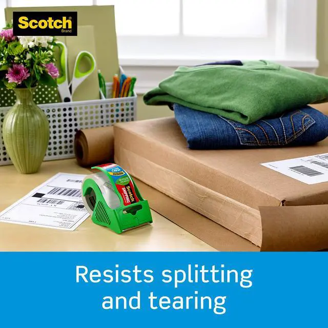 Alt view image 6 of 7 - Scotch Heavy Duty Greener Shipping Packaging Tape, 1 Roll with Dispenser, 1.88"ch x 700 inch, 1.5" Core, Great for Packing, Shipping & Moving, Clear (142G)