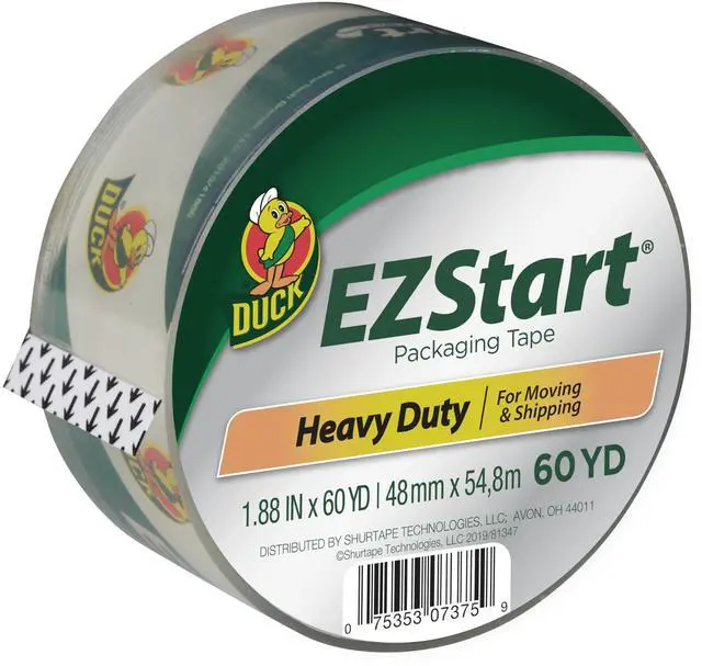 Main image of Duck EZ Start Clear Packing Tape Refill - Quiet Easy Start Packaging Tape for Boxes, Shipping, Moving & Storage - 1.88 Inch x 60 Yards - 3" Core - Clear (299002)