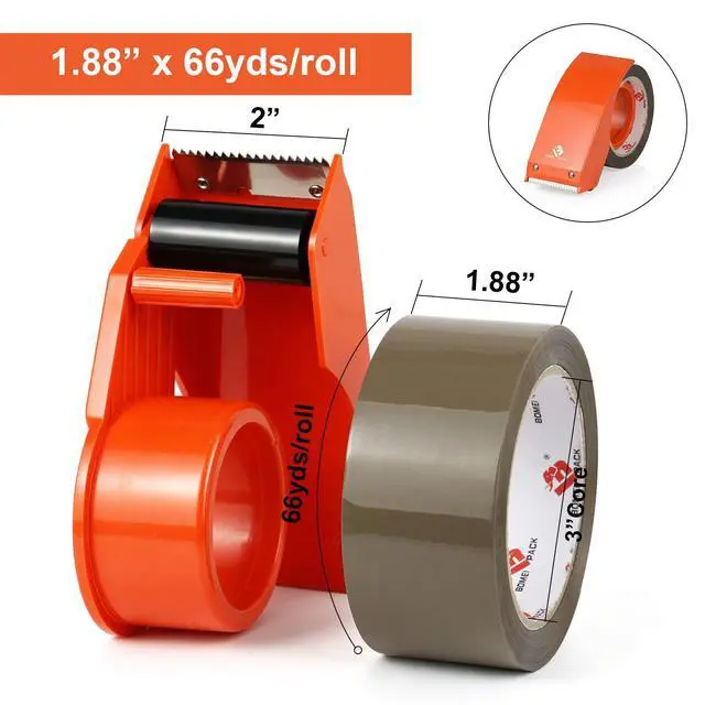 Alt view image 2 of 7 - BOMEI PACK Heavy Duty Brown Packing Tape with Dispenser, 1 Roll | 1.88'' x 66 YDs, For Packaging Shipping Moving Storage Mailing, Strong Package Tape