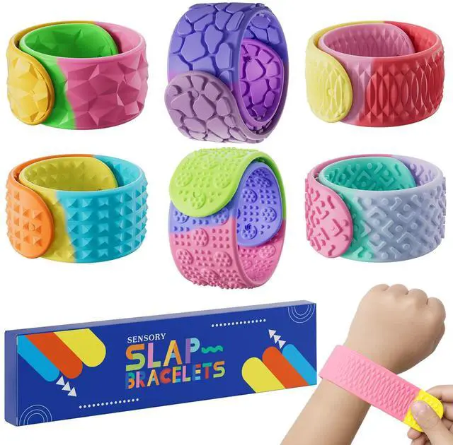 Main image of Sensory Slap Bracelets for Kids Teens,6PCS Fidget Toys Snap Bracelets for Stress Anxiety Autistic ADHD,Calm Down Classroom Travel Students Prizes Toys, Stocking Stuffers for Teens Boys Girls