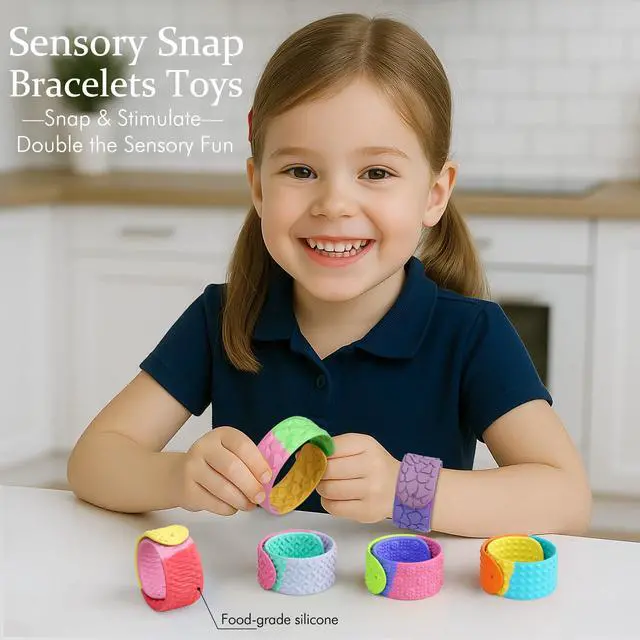Alt view image 2 of 7 - Sensory Slap Bracelets for Kids Teens,6PCS Fidget Toys Snap Bracelets for Stress Anxiety Autistic ADHD,Calm Down Classroom Travel Students Prizes Toys, Stocking Stuffers for Teens Boys Girls