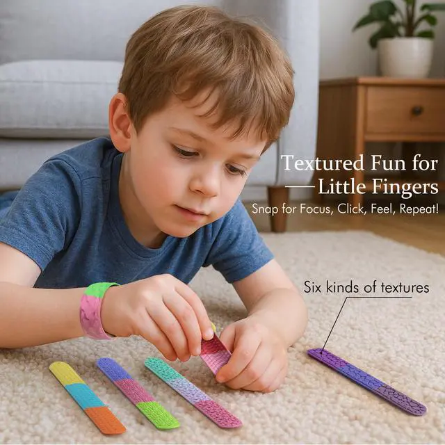 Alt view image 3 of 7 - Sensory Slap Bracelets for Kids Teens,6PCS Fidget Toys Snap Bracelets for Stress Anxiety Autistic ADHD,Calm Down Classroom Travel Students Prizes Toys, Stocking Stuffers for Teens Boys Girls