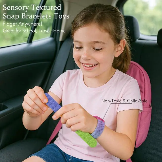 Alt view image 4 of 7 - Sensory Slap Bracelets for Kids Teens,6PCS Fidget Toys Snap Bracelets for Stress Anxiety Autistic ADHD,Calm Down Classroom Travel Students Prizes Toys, Stocking Stuffers for Teens Boys Girls