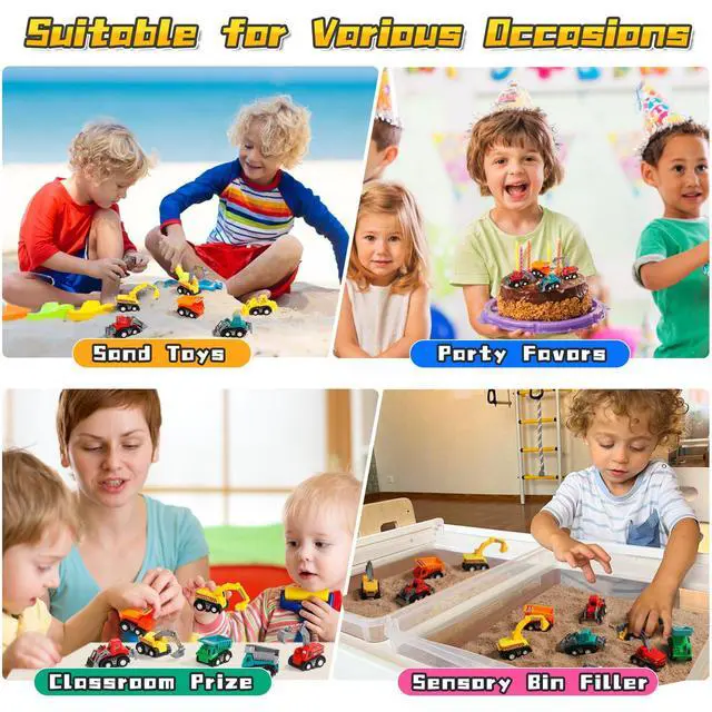 Alt view image 4 of 7 - Fajiabao Construction Toy Cars for Toddlers 3+ Mini Pull Back Cars Boy Toys | Small Truck Sensory Bin Bulk & Goodie Bag Stuffers Party Favors for Kids 3-5 Gifts for Boys & Girls (Color Random)