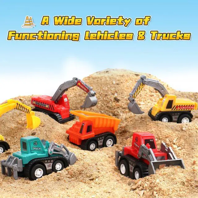 Alt view image 6 of 7 - Fajiabao Construction Toy Cars for Toddlers 3+ Mini Pull Back Cars Boy Toys | Small Truck Sensory Bin Bulk & Goodie Bag Stuffers Party Favors for Kids 3-5 Gifts for Boys & Girls (Color Random)