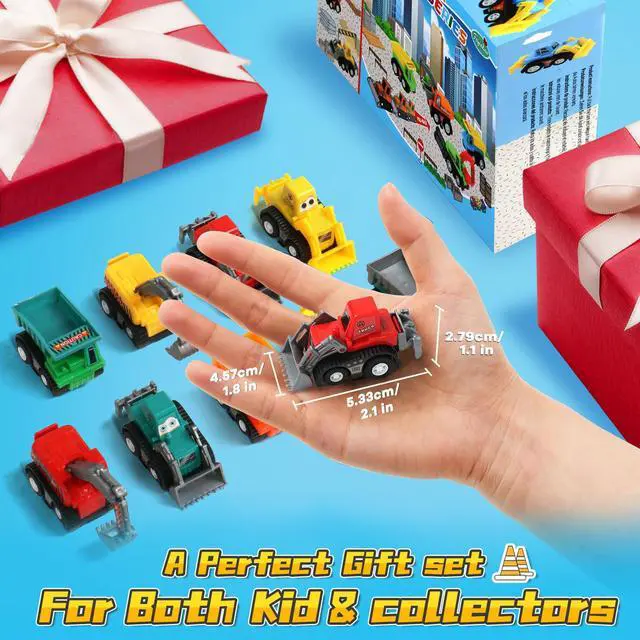 Alt view image 2 of 7 - Fajiabao Construction Toy Cars for Toddlers 3+ Mini Pull Back Cars Boy Toys | Small Truck Sensory Bin Bulk & Goodie Bag Stuffers Party Favors for Kids 3-5 Gifts for Boys & Girls (Color Random)