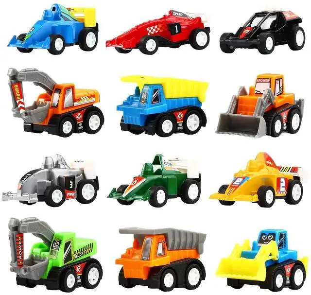 Main image of Yeonha Toys Pull Back Vehicles, 12 Pack Mini Assorted Construction Vehicles and Race Car Toy for Kids and Toddlers | Truck Mini Car Toy for Kids Toddlers Boys, Pull Back and Go Car Toy Play Set