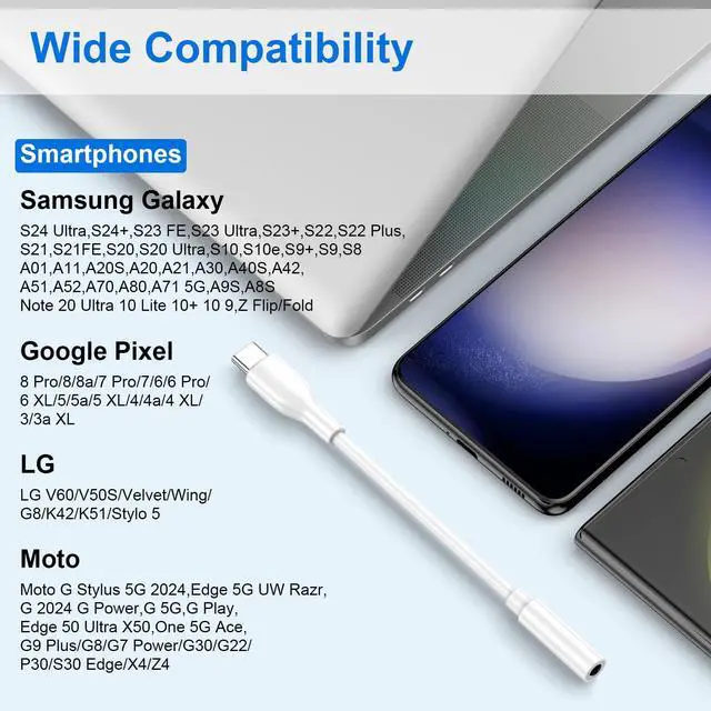Alt view image 7 of 7 - 11 10 USB Type C to 3.5mm Headphone Adapter for Google Pixel 11Pro XL | 11Pro Fold 10a 9,iPhone 17e 16,USB C to Aux Audio Jack Adapter Dongle Cable for Galaxy S26Ultra A17 A16 Z Flip8 7 A54 S26 S25