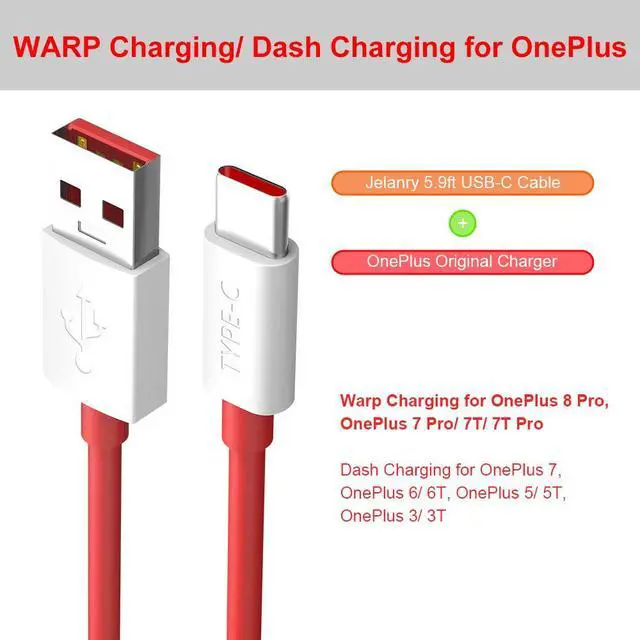 Alt view image 6 of 7 - 6FT 2Pcs USB-C Charging Cable for OnePlus 8 Pro 7 6 5T Data Syncing | 100W 80W 65W Fast Charger for Supervooc/Warp/Dash-Charging Cable USB Type-C Cable for OnePlus 15R 13R 12 12R Open 11 10, Red