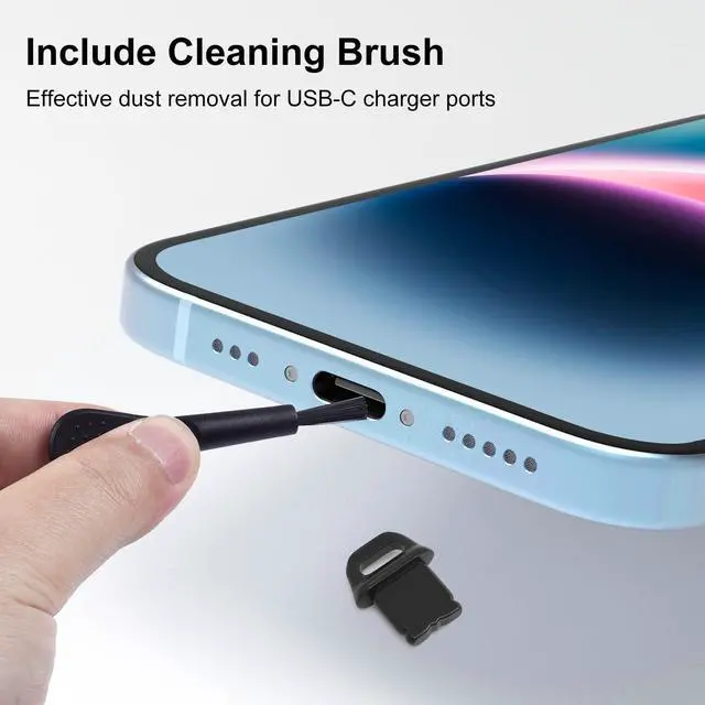 Alt view image 5 of 7 - 20 Pcs Lightning Dust Plugs for iPhone 14 Pro Max/13/12/11 and AirPods, iPhone Port Charger Plug Protector Cover with Cleaning Brush Lanyards, Easy-Grip Tab