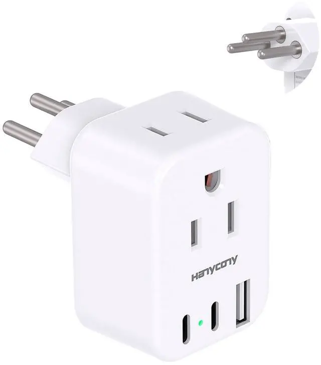 Main image of US to Switzerland Plug Adapter, Type J Swiss Travel Charger Power Adaptor | Switzerland Power Travel Plug Adapter, 2 Outlets 3 USB Ports(2 USB C) for US to Swiss, Liechtenstein, Rwanda