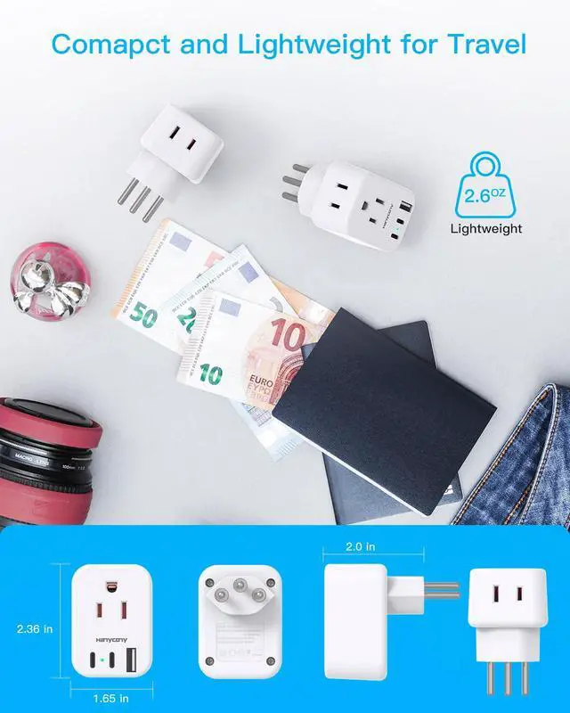 Alt view image 4 of 7 - US to Switzerland Plug Adapter, Type J Swiss Travel Charger Power Adaptor | Switzerland Power Travel Plug Adapter, 2 Outlets 3 USB Ports(2 USB C) for US to Swiss, Liechtenstein, Rwanda