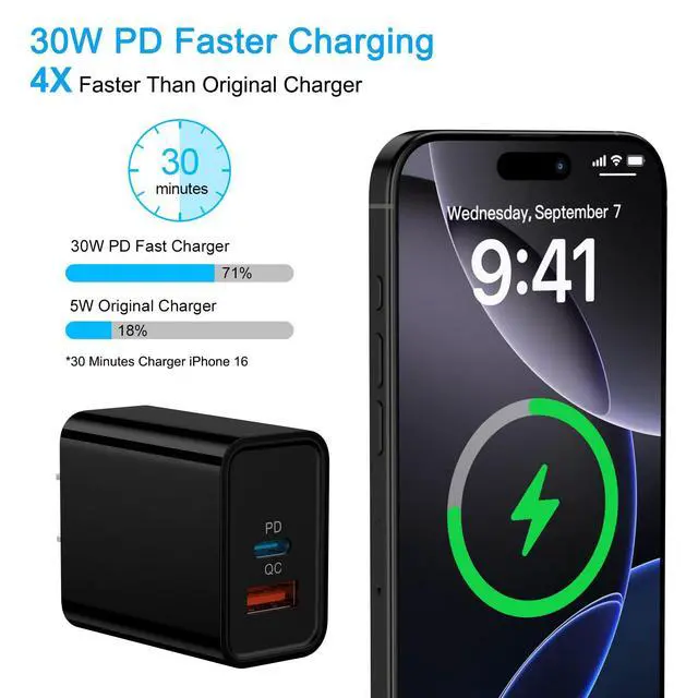 Alt view image 2 of 7 - USB C Fast Charger Block 30W for Moto G 2025 2026/G Stylus 5G 2025/G86/Edge | Edge 60 Pro/Fusion/Razr 60Ultra/G Play/G Pure/G Power,Pixel 10a