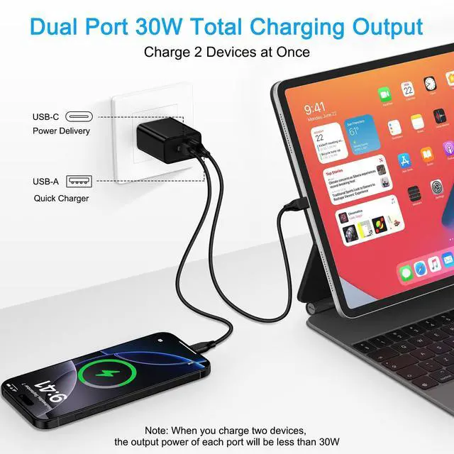 Alt view image 3 of 7 - USB C Fast Charger Block 30W for Moto G 2025 2026/G Stylus 5G 2025/G86/Edge | Edge 60 Pro/Fusion/Razr 60Ultra/G Play/G Pure/G Power,Pixel 10a