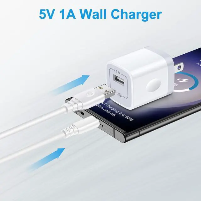 Alt view image 2 of 7 - 5V 1A USB Power Adapter 2-Pack, 5W USB Wall Charger Block Plug Power Brick | 5 Volt USB-A Charger Box Cube for iPhone 16/15/14/13/12, Galaxy S25/S24/S23, Google Pixel 8/7, Android, Kindle