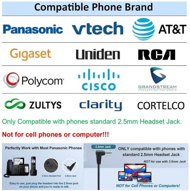 Alt view image 5 of 7 - Earsinger Headset Adapter 2.5mm Male to 3.5mm Femalefor Smartphone Headset Adapter 2.5mm to 3.5(for Panasonic Jack) Cable with Connector Suit for Cordless Phones with 2.5 Headset Jack