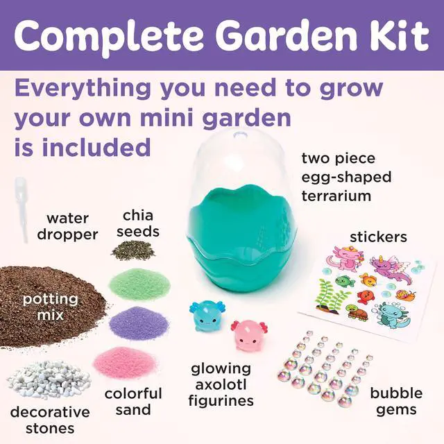 Alt view image 3 of 7 - Creativity for Kids Mini Garden Axolotl Terrarium, Grow & Create (Ages 6+)