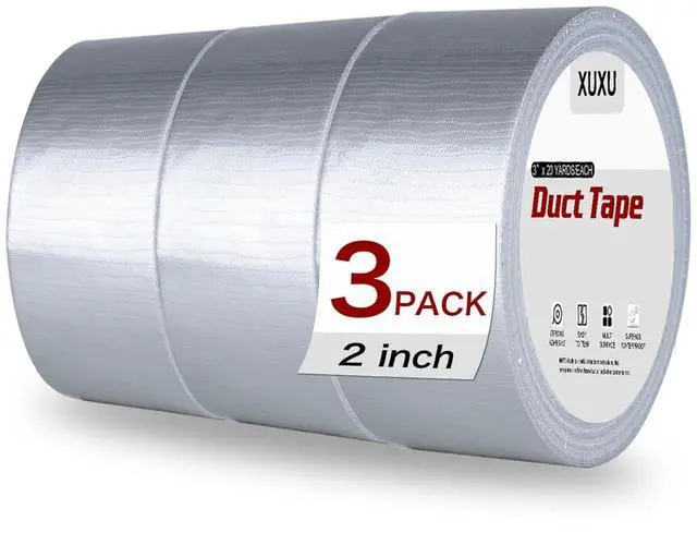 Main image of 3 Pack Duct Tape Heavy Duty Waterproof, Strong Adhesive Silver Duct Tape Bulk for Indoor Outdoor Repairs Tear by Hand, 60 Yards x 2 Inch Total