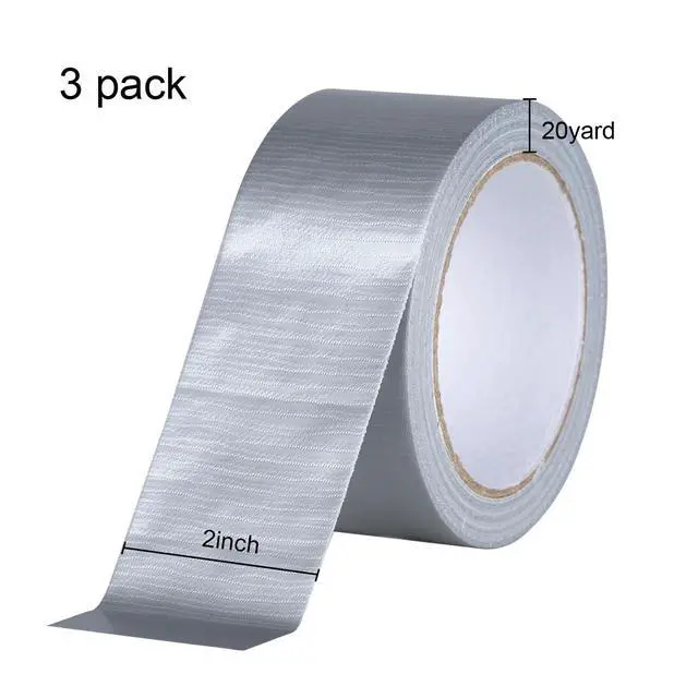 Alt view image 2 of 6 - 3 Pack Duct Tape Heavy Duty Waterproof, Strong Adhesive Silver Duct Tape Bulk for Indoor Outdoor Repairs Tear by Hand, 60 Yards x 2 Inch Total