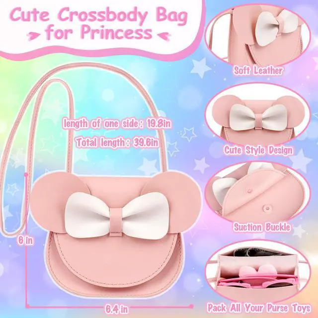 Alt view image 2 of 7 - Play Purse with 23PCS Pretend Makeup, Princess Toys for Girls 3-12 | Crossbody Bag, Phone, Wallet, Sunglasses, Makeup for Princess Role Play, Birthday, Mom-Daughter Fun, Multi-Scene Pretend Play