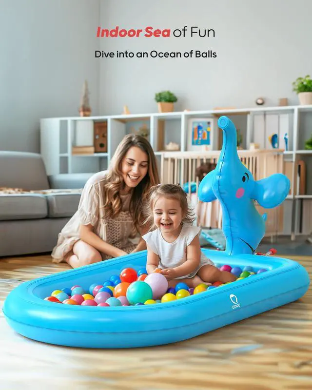Alt view image 4 of 7 - QPAU Splash Pads for Toddlers 1-3, Blue Elephant Toy | Inflatable Sprinkler Pool and Outdoor Water Play Mat for Kids, Designed for 1 Year Old Girl Gifts