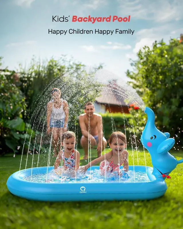 Alt view image 7 of 7 - QPAU Splash Pads for Toddlers 1-3, Blue Elephant Toy | Inflatable Sprinkler Pool and Outdoor Water Play Mat for Kids, Designed for 1 Year Old Girl Gifts