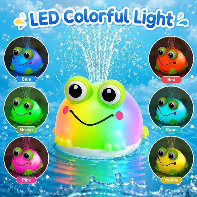 Alt view image 2 of 7 - Light Up Bath Toys for Kids Ages 3 and up,Baby Pool Water Toys | Light-up frog water fountain toy, bathtub pool wading table swimming toy, suitable for toddlers and children Christmas
