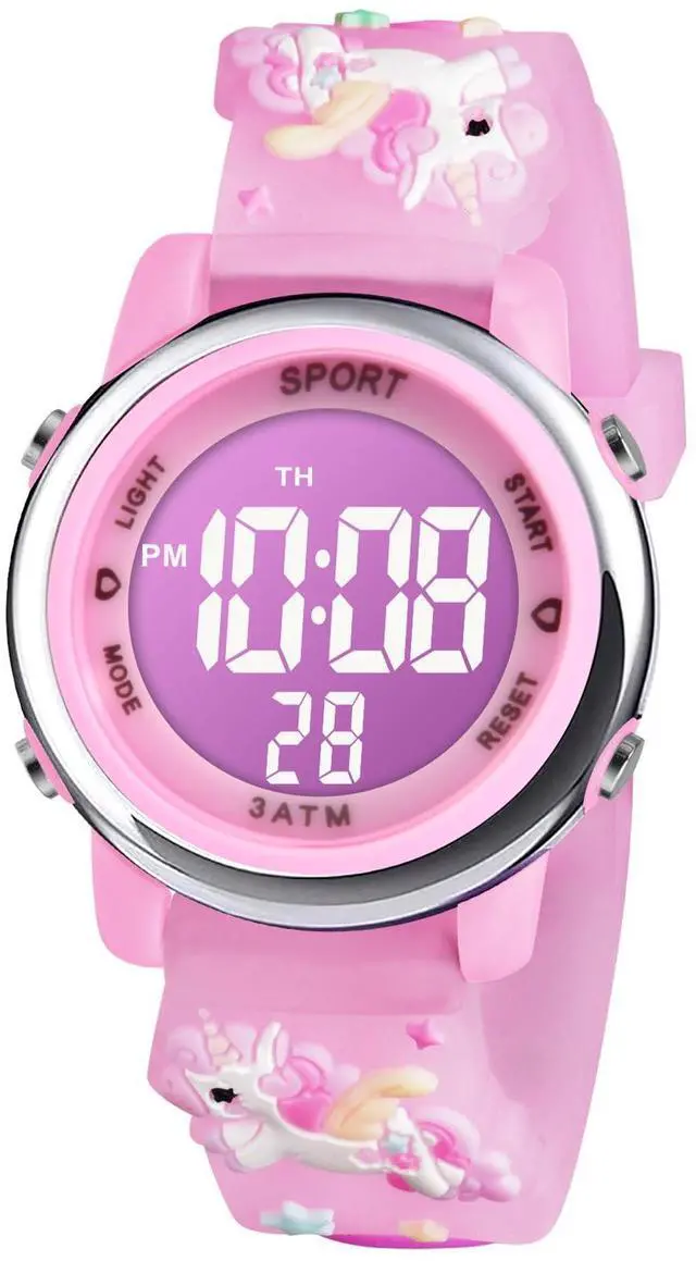Main image of Vicloon Kids Watch, Toddler Digital Watch, Digital Watch LED Electrical Watches 7 Color Lights Watch Sport Outdoor with Alarm Stopwatch Unicorn Toys Gift for 6-12 Year Girls Children Wristwatch