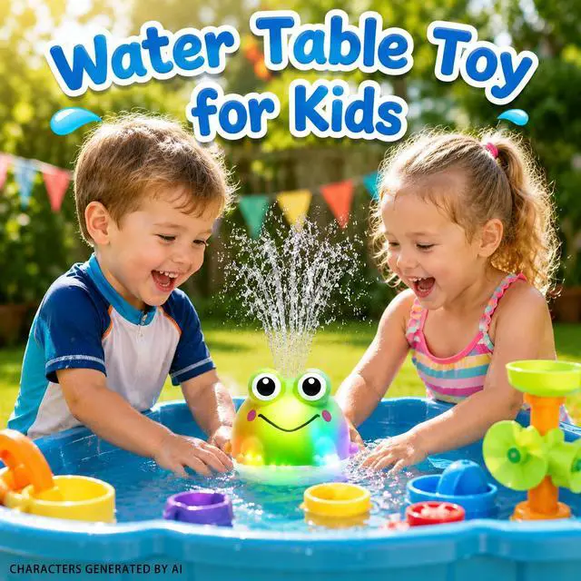 Alt view image 3 of 7 - Light Up Bath Toys for Kids Ages 3 and up,Baby Pool Water Toys | Light-up frog water fountain toy, bathtub pool wading table swimming toy, suitable for toddlers and children Christmas