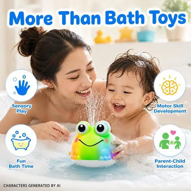 Alt view image 5 of 7 - Light Up Bath Toys for Kids Ages 3 and up,Baby Pool Water Toys | Light-up frog water fountain toy, bathtub pool wading table swimming toy, suitable for toddlers and children Christmas