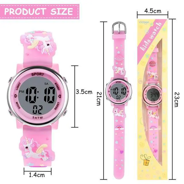Alt view image 2 of 7 - Vicloon Kids Watch, Toddler Digital Watch, Digital Watch LED Electrical Watches 7 Color Lights Watch Sport Outdoor with Alarm Stopwatch Unicorn Toys Gift for 6-12 Year Girls Children Wristwatch