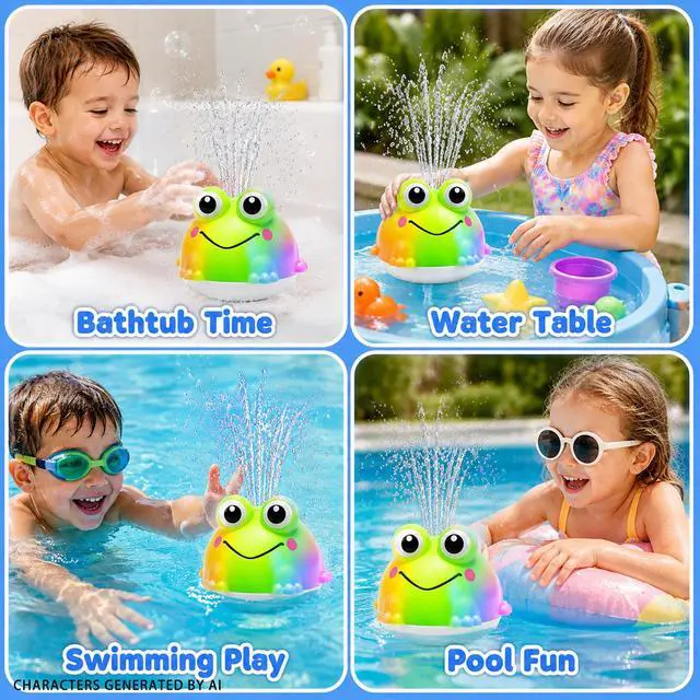 Alt view image 6 of 7 - Light Up Bath Toys for Kids Ages 3 and up,Baby Pool Water Toys | Light-up frog water fountain toy, bathtub pool wading table swimming toy, suitable for toddlers and children Christmas
