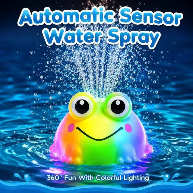 Alt view image 7 of 7 - Light Up Bath Toys for Kids Ages 3 and up,Baby Pool Water Toys | Light-up frog water fountain toy, bathtub pool wading table swimming toy, suitable for toddlers and children Christmas