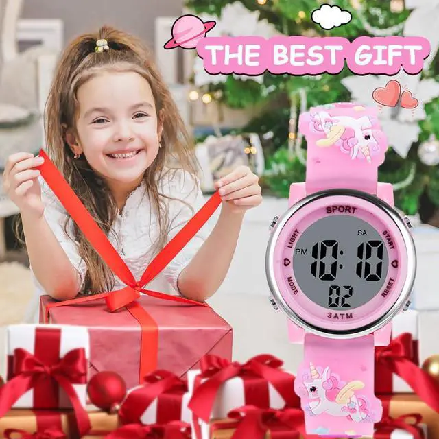 Alt view image 6 of 7 - Vicloon Kids Watch, Toddler Digital Watch, Digital Watch LED Electrical Watches 7 Color Lights Watch Sport Outdoor with Alarm Stopwatch Unicorn Toys Gift for 6-12 Year Girls Children Wristwatch
