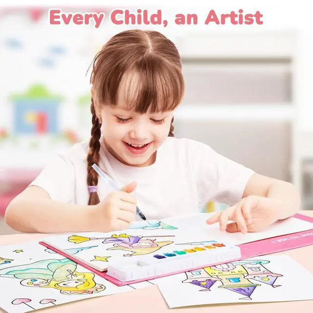 Alt view image 3 of 7 - JoyCat Paint with Water Coloring Books for Toddlers (Magical Pony) | Watercolor Painting Set for Kids Ages 3-5 & 4-8, Arts & Crafts Drawing Activity Travel Toy, Birthday Gifts for Boys & Girls