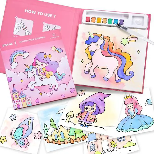 Alt view image 7 of 7 - JoyCat Paint with Water Coloring Books for Toddlers (Magical Pony) | Watercolor Painting Set for Kids Ages 3-5 & 4-8, Arts & Crafts Drawing Activity Travel Toy, Birthday Gifts for Boys & Girls