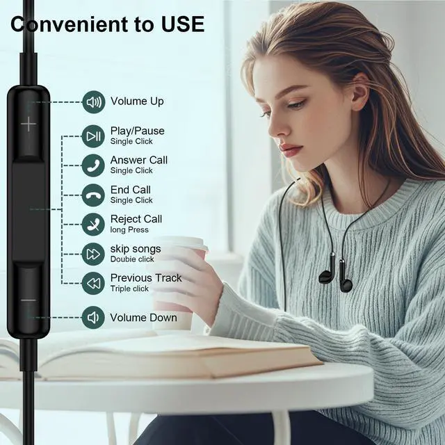Alt view image 4 of 7 - Samsung Earbuds Wired for Galaxy S26 S25 Ultra S24 S23 S22 S21 A17 A56 A36 | A16 A55 A35 A15 A54 A14 A53 Z Flip/Fold 7 6 5 4,USB C Wired Headphones Earphones Earbuds for iPhone 17e 17 16e 15 Pro Max